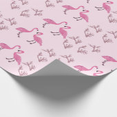 Roze Flamingo Vogelpatroon Cadeaupapier (Hoek)