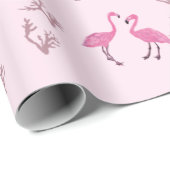 Roze Flamingo Vogelpatroon Cadeaupapier (Rol Hoek)