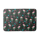Roze Flamingo Vogels 20s Deco Varens Patroon Zwart Badmat (Voorkant)