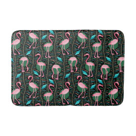 Roze Flamingo Vogels 20s Deco Varens Patroon Zwart Badmat
