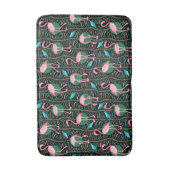 Roze Flamingo Vogels 20s Deco Varens Patroon Zwart Badmat (Voorkant Verticaal)