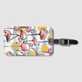 Roze Flamingo vogels en zonsondergang | Tropische  Bagagelabel (Voorkant (horizontaal))