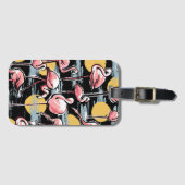 Roze Flamingo vogels en zonsondergang | Tropische  Bagagelabel (Voorkant (horizontaal))