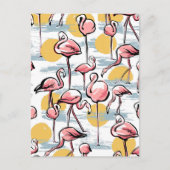 Roze Flamingo vogels en zonsondergang | Tropische  Briefkaart (Voorkant)