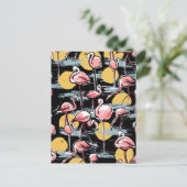 Roze Flamingo vogels en zonsondergang | Tropische Briefkaart (Staand voorkant)