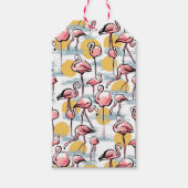 Roze Flamingo vogels en zonsondergang | Tropische Cadeaulabel (Voorkant)