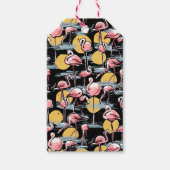 Roze Flamingo vogels en zonsondergang | Tropische  Cadeaulabel (Voorkant)