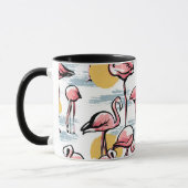 Roze Flamingo vogels en zonsondergang | Tropische  Mok (Links)