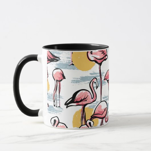 Roze Flamingo vogels en zonsondergang | Tropische  Mok (Links)