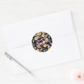 Roze Flamingo vogels en zonsondergang | Tropische Ronde Sticker (Envelop)