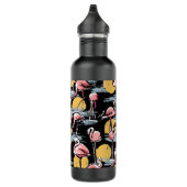 Roze Flamingo vogels en zonsondergang | Tropische  Waterfles (Rechts)