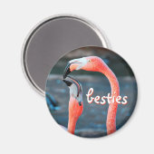 Roze Flamingo Vogels Foto Besties Script Stijlvol Magneet (Voorkant / Achterkant)