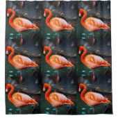 Roze Flamingo Vogels Fotocollage Vet Modern Chique Douchegordijn (Voorkant)