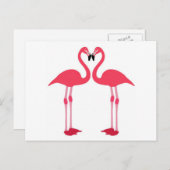 Roze flamingo-vogels-liefde-hart briefkaart (Voorkant / Achterkant)