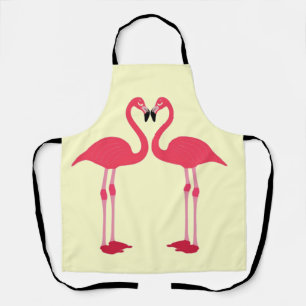 Roze flamingo-vogels-liefde-hart schort