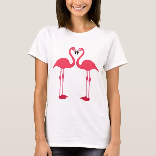 Roze flamingo-vogels-liefde-hart t-shirt (Voorkant)
