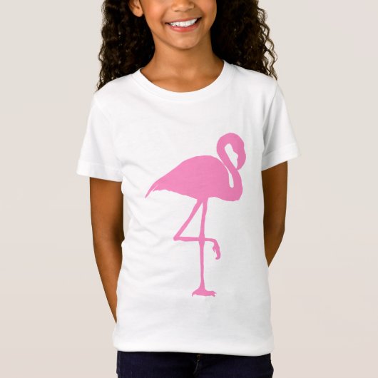 Roze flamingo vogelsilhouette illustratie t-shirt (Voorkant)