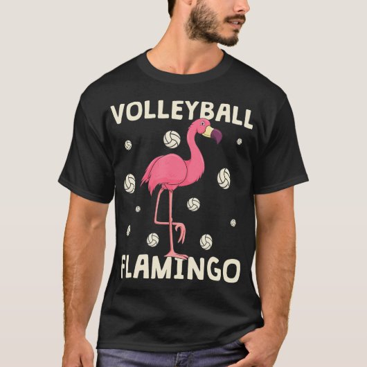 Roze Flamingo Volleybal Grappig Strand Vball Meisj T-shirt (Voorkant)