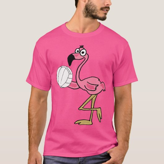 Roze Flamingo Volleyball T-shirt (Voorkant)