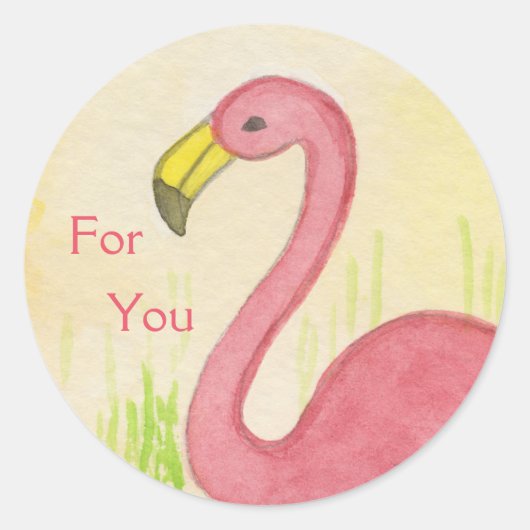 Roze Flamingo voor je sticker (Voorkant)