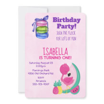 Roze Flamingo w/ Fruits & Macarons Birthday Party