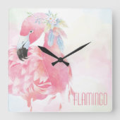 Roze Flamingo Wall klok (Voorkant)