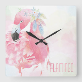 Roze Flamingo Wall klok