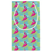 Roze flamingo water en palm patroon geschenkzakken klein cadeauzakje (Achterkant)