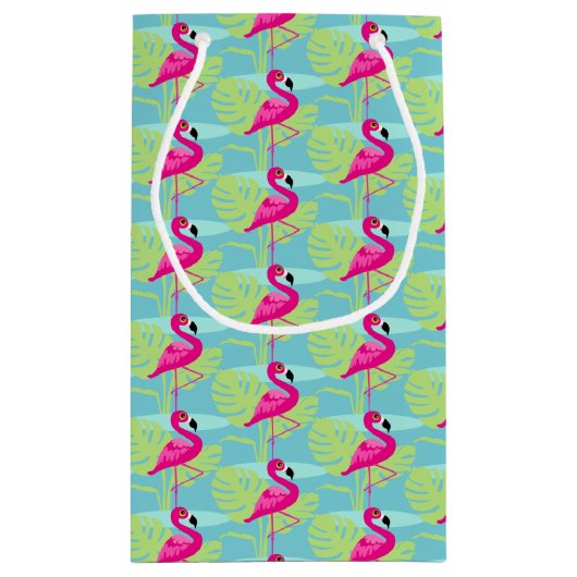 Roze flamingo water en palm patroon geschenkzakken klein cadeauzakje (Achterkant)
