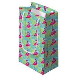 Roze flamingo water en palm patroon geschenkzakken klein cadeauzakje