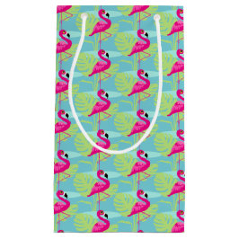 Roze flamingo water en palm patroon geschenkzakken klein cadeauzakje