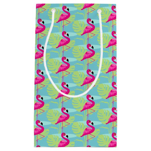 Roze flamingo water en palm patroon geschenkzakken klein cadeauzakje (Voorkant)