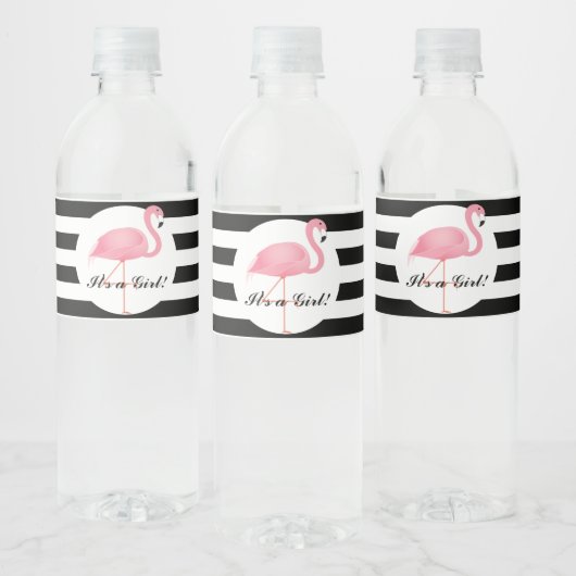 Roze Flamingo Waterflesetiket Waterfles Etiket (Flessen)