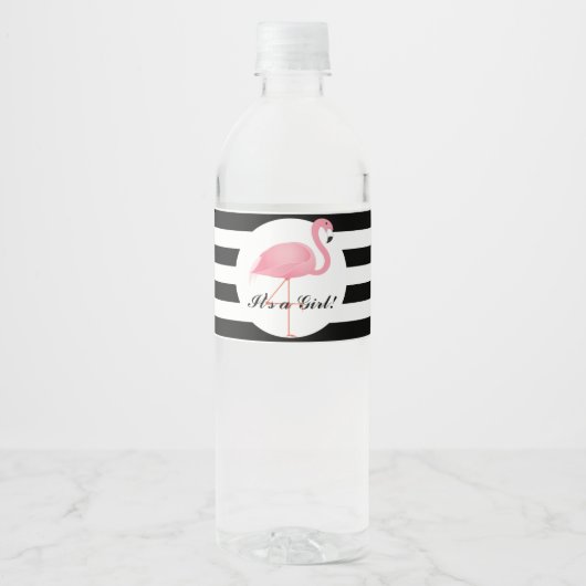 Roze Flamingo Waterflesetiket Waterfles Etiket (Voorkant)