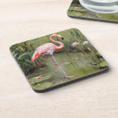 Roze Flamingo-waterlelies en rieten olieverfschild Bier Onderzetter (Linkerzijde)