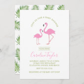 Roze Flamingo Waterverf Baby shower Kaart (Voorkant / Achterkant)