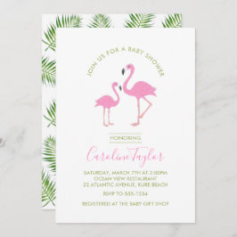 Roze Flamingo Waterverf Baby shower Kaart