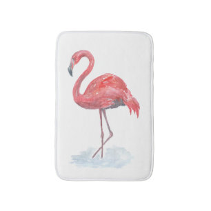 Roze flamingo, waterverf. badmat