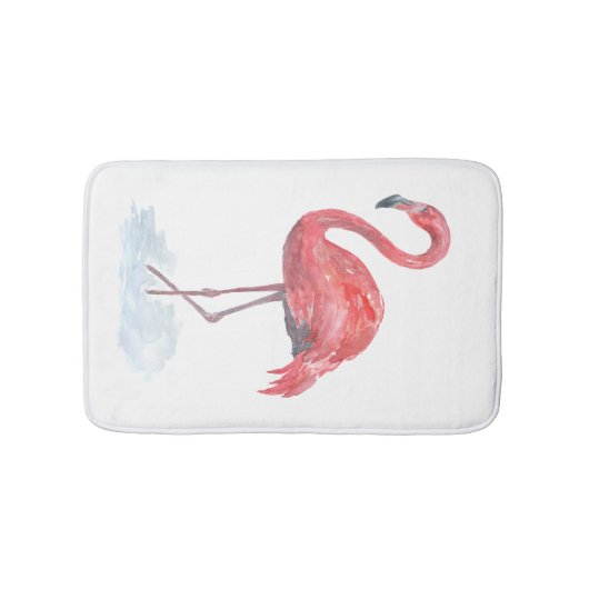Roze flamingo, waterverf. badmat (Voorkant)