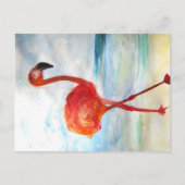 Roze Flamingo Waterverf Briefkaart (Voorkant)