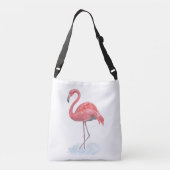 Roze flamingo, waterverf. crossbody tas (Achterkant)