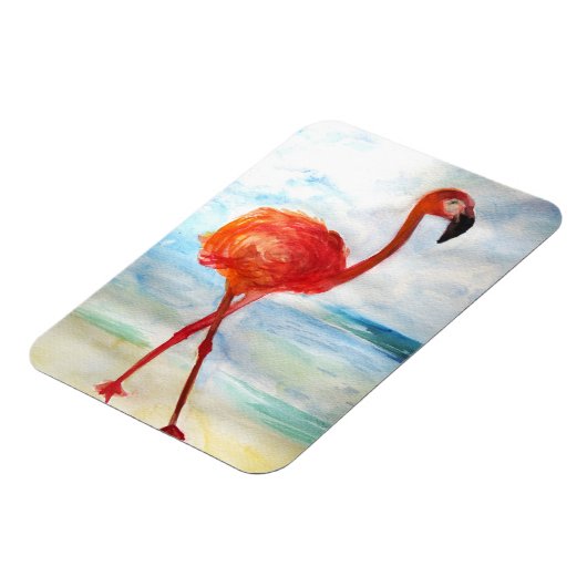 Roze Flamingo Waterverf Fotomagneet Magneet (Linkerzijde)