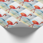 Roze Flamingo Waterverf Glanzend Verpakkingsdocume Cadeaupapier (Hoek)