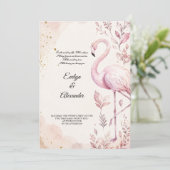 Roze Flamingo Waterverf Gouden Bruiloft Kaart (Staand voorkant)