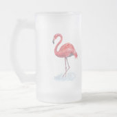 Roze flamingo, waterverf. matglas bierpul (Links)