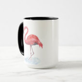 Roze flamingo, waterverf. mok (Voorkant links)