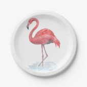 Roze flamingo, waterverf. papieren bordje (Voorkant)
