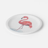 Roze flamingo, waterverf. papieren bordje (Gekanteld)