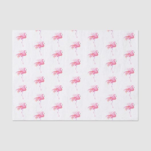 Roze Flamingo Waterverf Pattern Beach Tissuepapier (Voorkant)