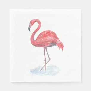 Roze flamingo, waterverf. servet